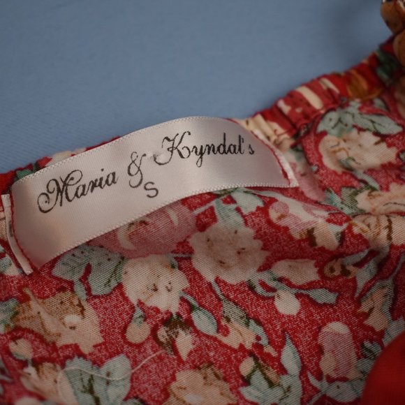 Maria & Kyndal's Woman's Sleeveless Red Floral Ruffle Mini-dress Size Small - Picture 5 of 9